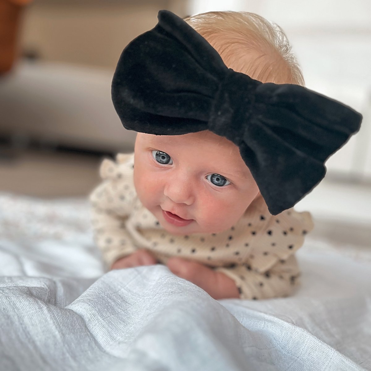 Baby haarband Livia velvet strik zwart
